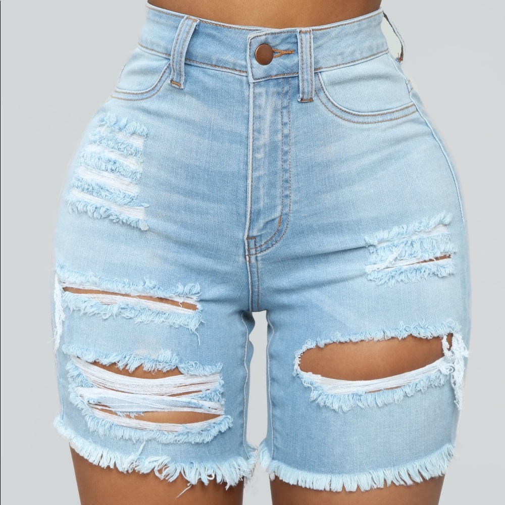 Fashion Nova Round Two Denim Bermudas- Light Blue Wash |size 28|
